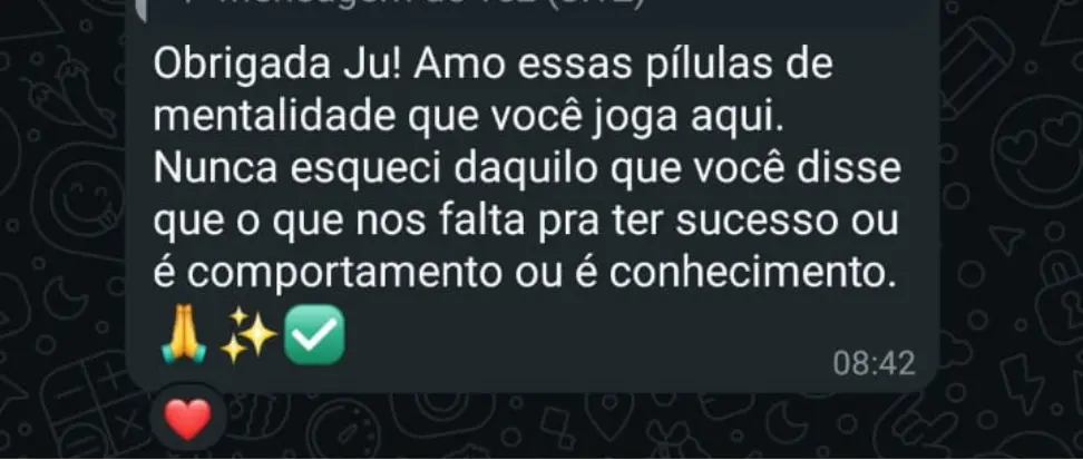 Print real de aluna com resultado tangível na TRILHA — 06